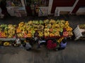 Typical food presentation indoor vegetables fruits selling in Mercado Modelo market Chachapoyas Peru South America