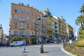 Typical French architecture, hotels, restaurants and street cafes on the street in Nice