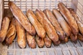 Typical french baguettes in the bakery Royalty Free Stock Photo