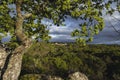 Galician forest and Santa Marina de Augas Santas small village in the background