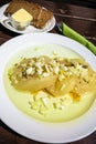 Typical german cheese dish Frankfurt area-The Handkaese mit Musik Royalty Free Stock Photo