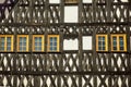 Typical German house. Walls with neat yellow windows. Details. Weimar, Germany Royalty Free Stock Photo