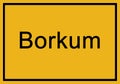 Typical german yellow city sign Borkum