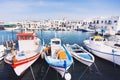 Typical Greek islands, village of Naousa, Paros island, Cyclades Royalty Free Stock Photo