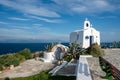 Typical greek place with a white small orthodox chapel dedicated to St. Nikolaos.Rafina,Greece Royalty Free Stock Photo