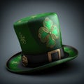 typical green Saint Patrick\'s hat on gray background. Ai generative