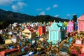 Typical guatemaltese colorful graveyard in Chichicastenango Royalty Free Stock Photo