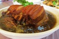 Typical Hakka red pork dish