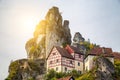 Typical half-timbered houses on a sponge reef rock in the historic church village of TÃÂ¼chersfeld Royalty Free Stock Photo