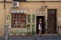 Typical handicraft shop in the medieval city of Toledo in Spain