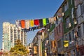 Typical hanging of laundry to dry, Batumi, Georgia. Royalty Free Stock Photo
