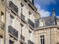 Typical Haussmann style facades, from the 19th century, traditional in the city centers of French cities such as Paris, Bordeaux Royalty Free Stock Photo