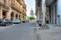 Typical Havana street with view on Capitolio