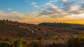 Sheep grazing during sunset at highlands Royalty Free Stock Photo