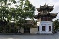 Chinese traditional architecture, day, hexagonal building, pointed eves roof