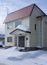 Typical Hokkaido home in Kutchan, Japan in winter