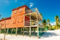 Typical red house in Belize Royalty Free Stock Photo