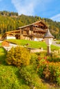 Typical house of the Italian alps in autumn Royalty Free Stock Photo