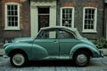 Typical brick house in Shoreditch London with collection vintage car