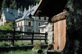 Typical house mountain in Gressoney-Saint-Jean, Valle d`Aosta region, Italy