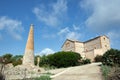 Typical house and obelisk of Catalan architecture called Masia. Royalty Free Stock Photo