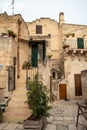 A typical house stone in the street in the ancient city of Matera Italy