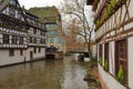 Typical houses above the river in Strasbourg, France Royalty Free Stock Photo