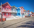 Typical houses with colorful stripes in Aveiro