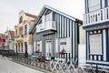 Typical houses of Costa Nova, Aveiro, Portugal. Royalty Free Stock Photo