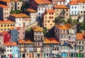 Typical houses in Porto located on a cliff, view from Vila Nova de Gaia, Porto, Portugal Royalty Free Stock Photo