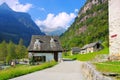 typical houses in Sonogno in the Verzasca Valley  Ticino in Switzerland Royalty Free Stock Photo