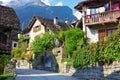 typical houses in Sonogno in the Verzasca Valley, Ticino in Switzerland Royalty Free Stock Photo