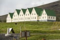 Typical Iceland houses with green roof in landscape Royalty Free Stock Photo