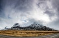 Typical Iceland landscape with road and mountains. Royalty Free Stock Photo