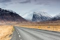 Typical Iceland landscape with road and mountains. Royalty Free Stock Photo