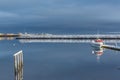 Snow desert winter landscape in Northern Europe. parked boat. iceland