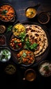 Typical indian recipes on table.AI generated Royalty Free Stock Photo