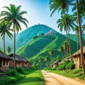 a typical Indian village between palm image