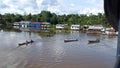 Typical indigene village along the Amazon River in the Amazonia Rain Forest South America