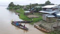 Typical indigene village along the Amazon River in the Amazonia Rain Forest South America Royalty Free Stock Photo