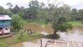 Typical indigene village along the Amazon River in the Amazonia Rain Forest South America