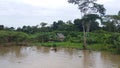 Typical indigene village along the Amazon River in the Amazonia Rain Forest South America Royalty Free Stock Photo