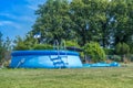 Typical inflatable swimming pool in the garden