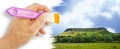 Typical Irish landscape with the Ben Bulben mountain called table mountain for its particular shape Royalty Free Stock Photo