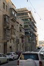 Valletta, Malta, August 2019. Restoration of an old house on a narrow street.