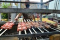 Typical italian barbeque meal called bombette at street food fair