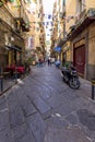 A typical Italian cityscape, colorful buildings, narrow street, Naples, Italy