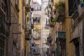 A typical Italian cityscape, colorful buildings, narrow street, Naples, Italy