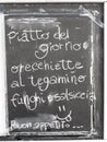 Typical Italian menu written on a blackboard Royalty Free Stock Photo