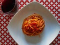 Typical Italian recipe. Speghetti with tomato Royalty Free Stock Photo